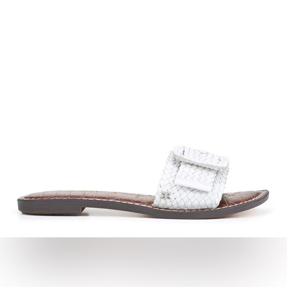Nib Sam Edelman Gabriela Bright White Woven Nappa Leather Slide Sandal - Picture 4 of 12